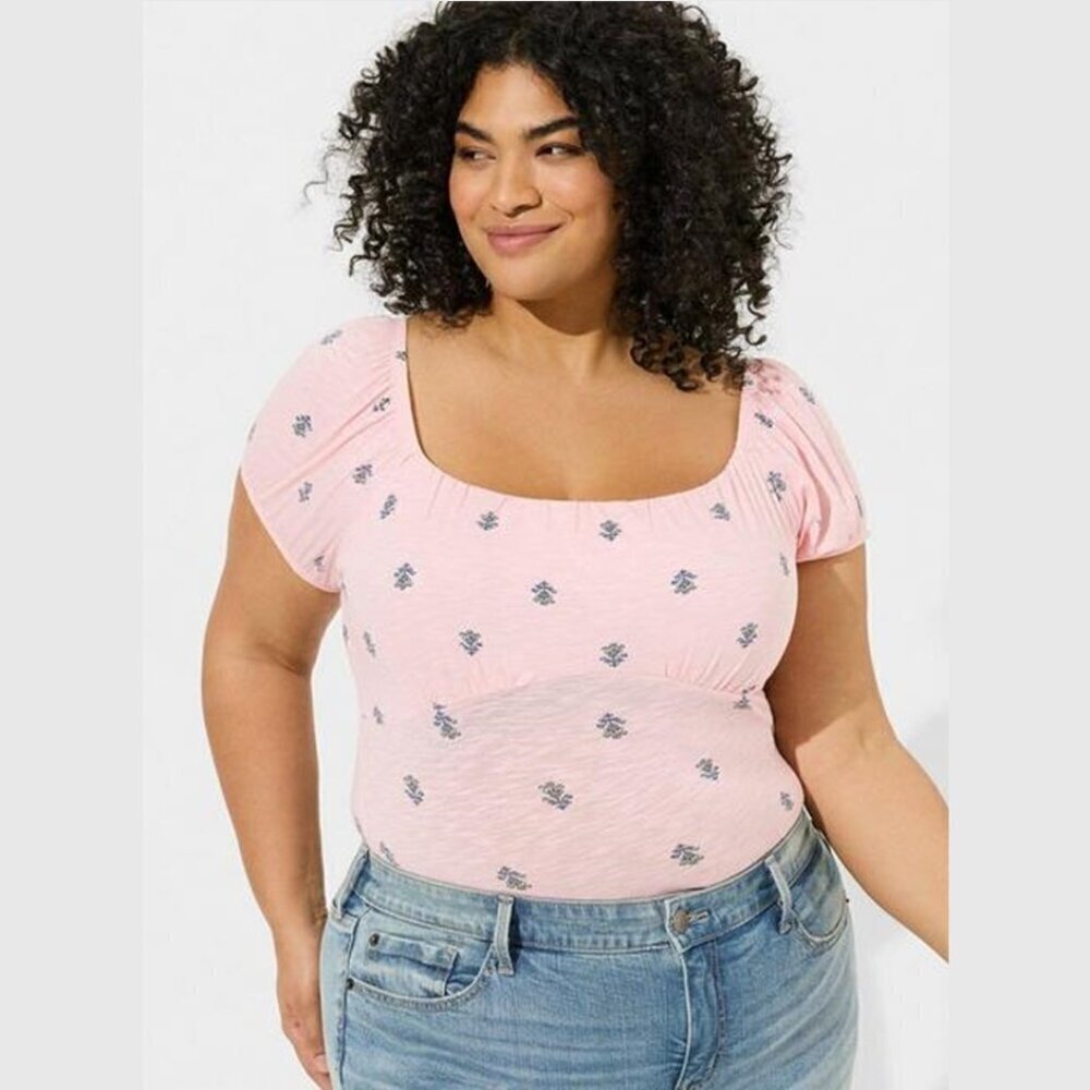 Torrid - Super Soft Slub Scoop Neck Bust Fitted Top in Almond Blossom Pink